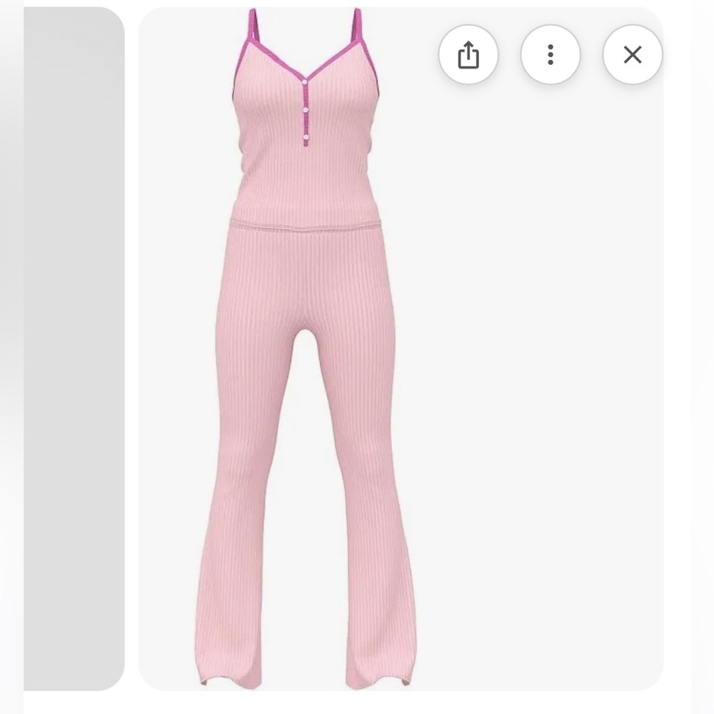 Pink Ribbed Jumpsuit with pink Trim NEW never worn